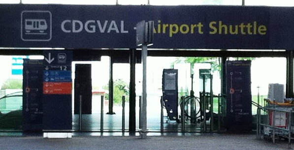 Entrance to the CDGVAL shuttle train at CDG 1 Roissypole station
