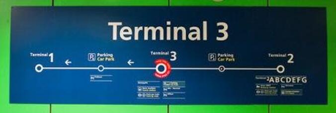 terminal 3 sign for CDGVAL shuttle train at CDG airport